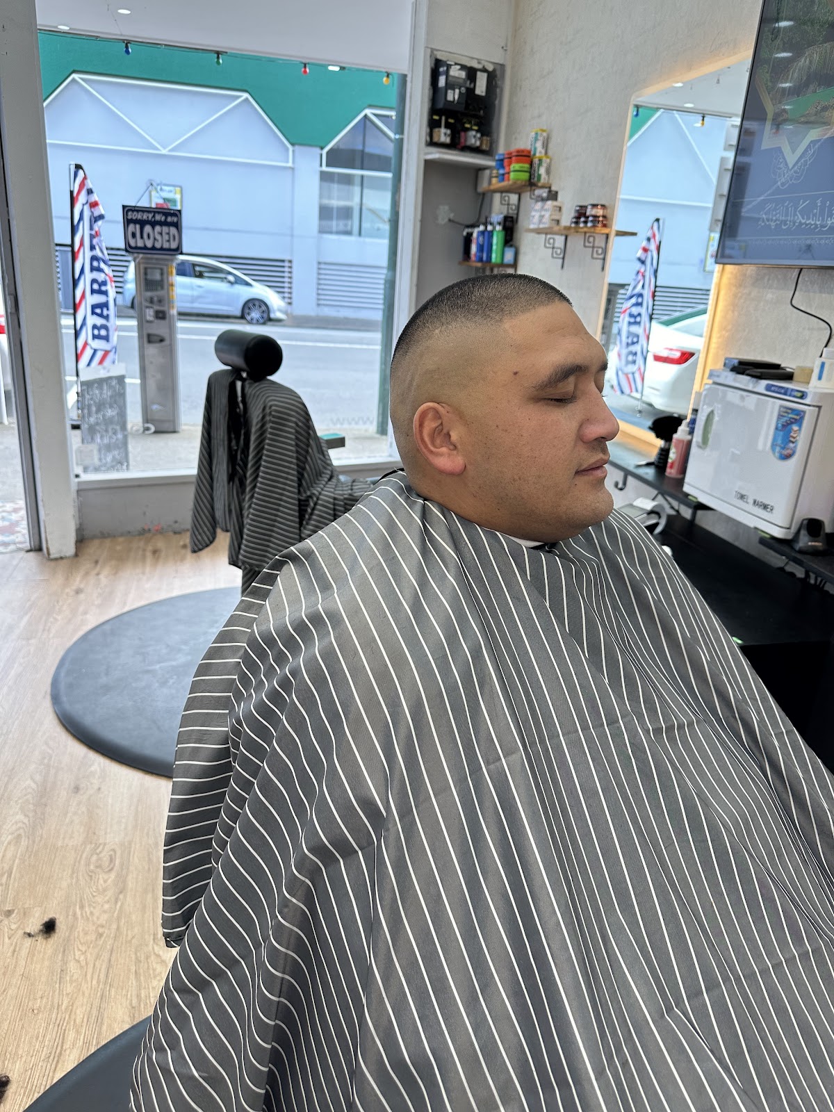 Clean skin fade in the barber chair